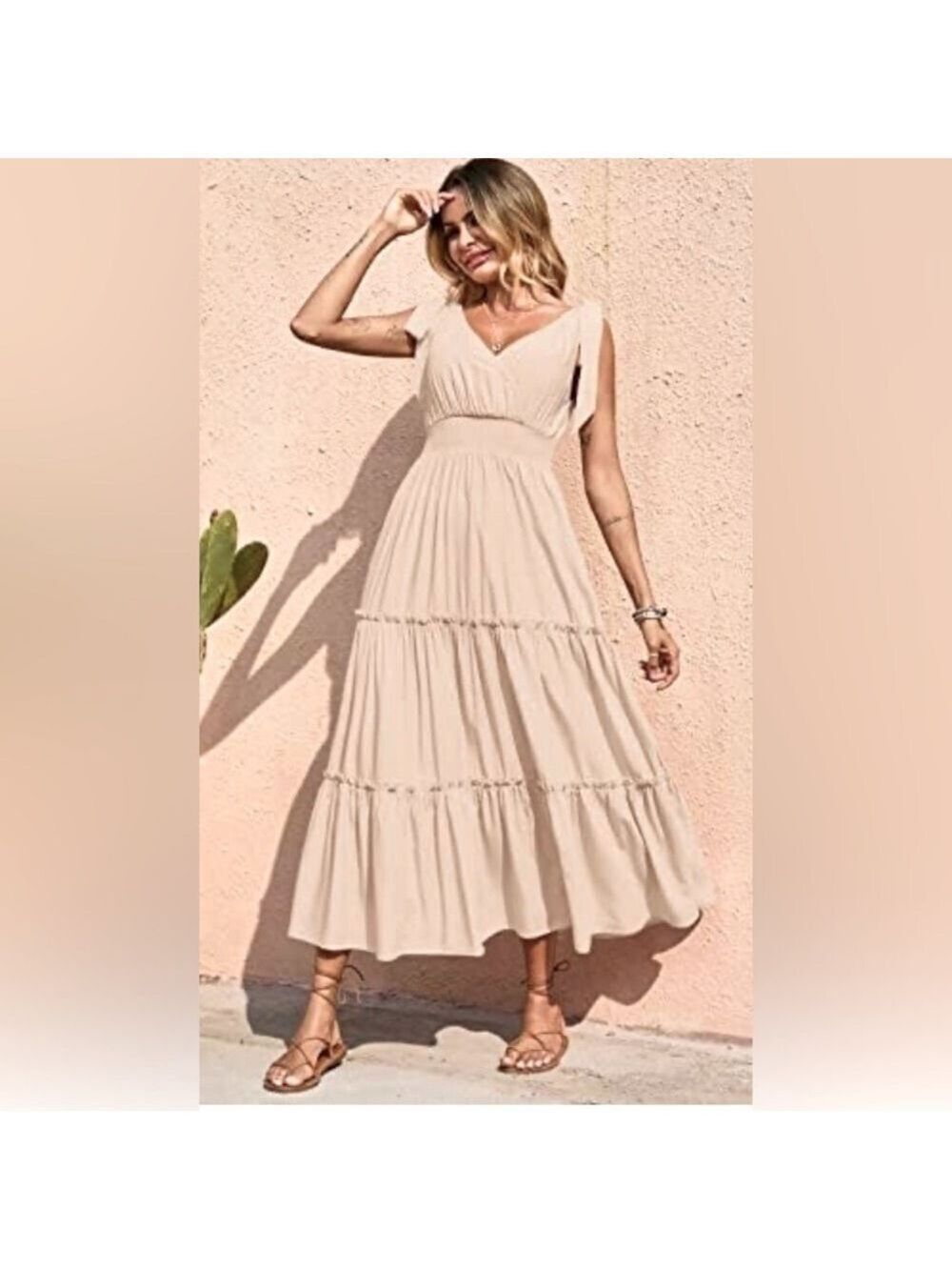 GardenParty Boho Airy Tiered Smocked Fairy Maxi Dress size Small